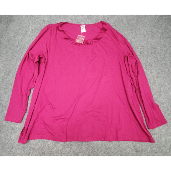 Jms Just My Size‎ Blouse Top Women's Plus Size 5X Pink Rhinestone Neck New NWT - Picture 1 of 10